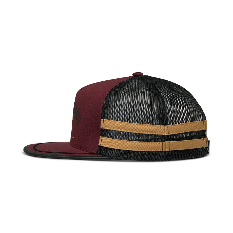 Gorra de camionero Alpinestars Backline en color rojo ladrillo, negro y dorado