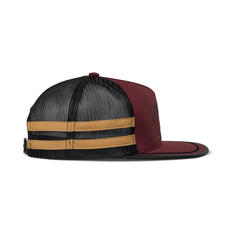 Gorra de camionero Alpinestars Backline en color rojo ladrillo, negro y dorado