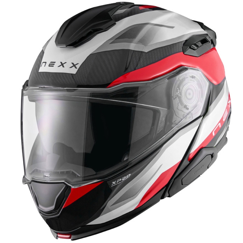 Casco de moto abatible Nexx X.Lifetour PRO Mile blanco-rojo