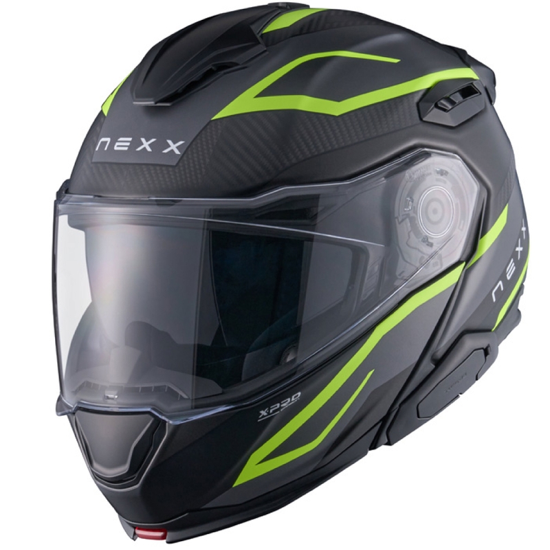 Casco de moto abatible Nexx X.Lifetour PRO Mile gris mate-amarillo fluo