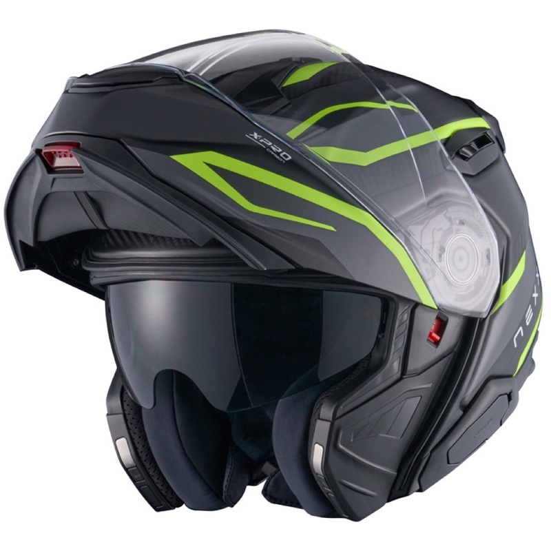 Casco de moto abatible Nexx X.Lifetour PRO Mile gris mate-amarillo fluo
