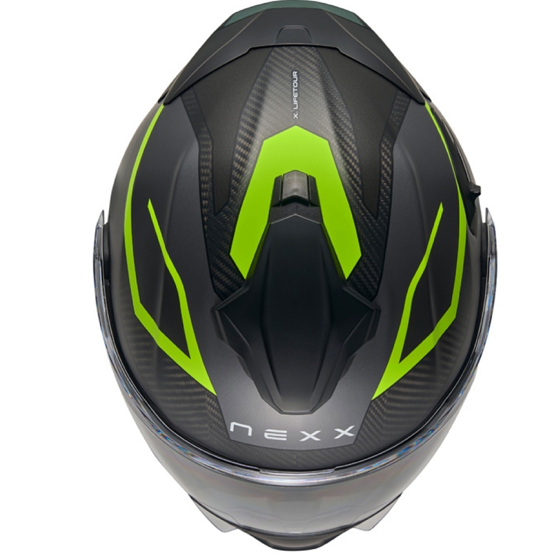 Casco de moto abatible Nexx X.Lifetour PRO Mile gris mate-amarillo fluo