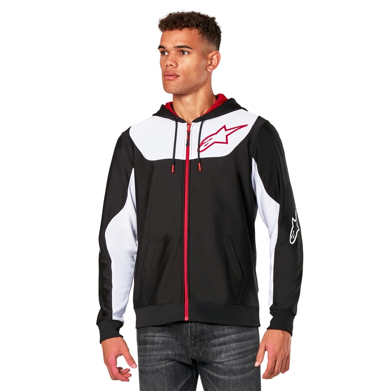 Sudadera con capucha Alpinestars Sessions 3 negro-blanco-rojo