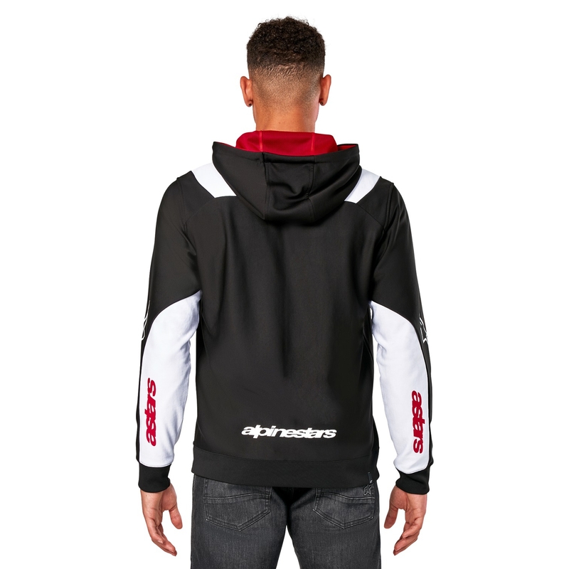 Sudadera con capucha Alpinestars Sessions 3 negro-blanco-rojo
