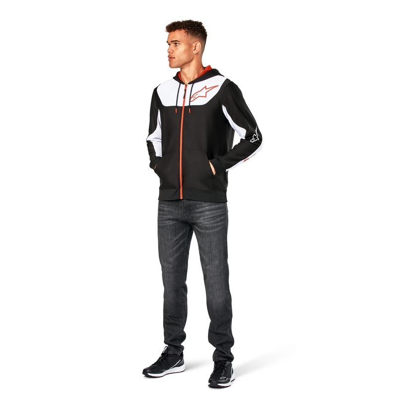 Sudadera con capucha Alpinestars Sessions 3 negro-blanco-rojo