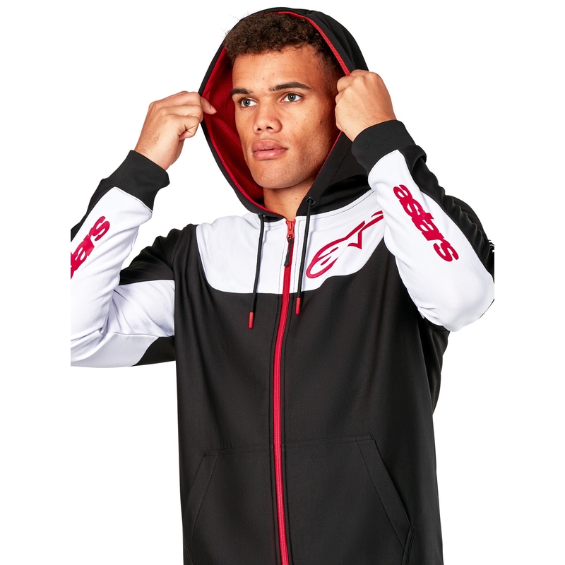 Sudadera con capucha Alpinestars Sessions 3 negro-blanco-rojo