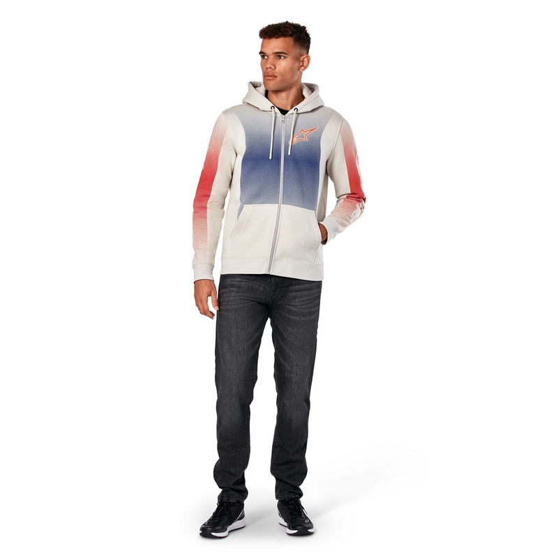 Sudadera con capucha Alpinestars Arising blanco crudo-azul-rojo