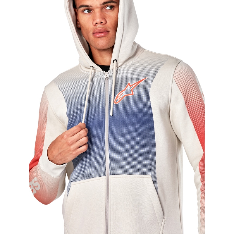 Sudadera con capucha Alpinestars Arising blanco crudo-azul-rojo
