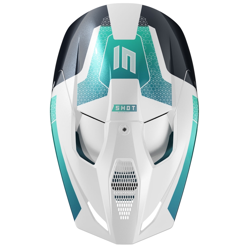 Casco de motocross Shot Race Phaser negro-turquesa-blanco perla