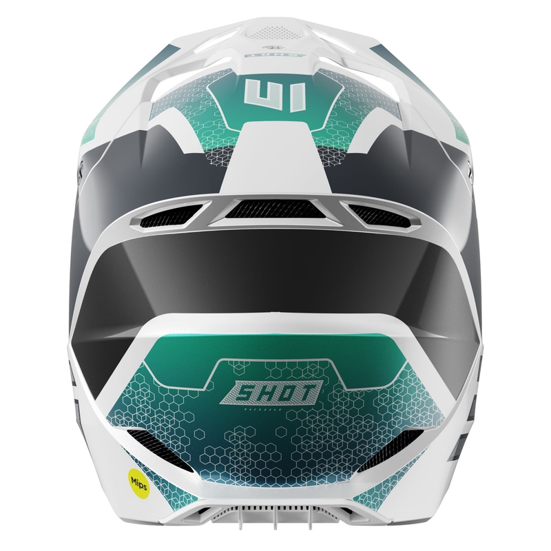 Casco de motocross Shot Race Phaser negro-turquesa-blanco perla