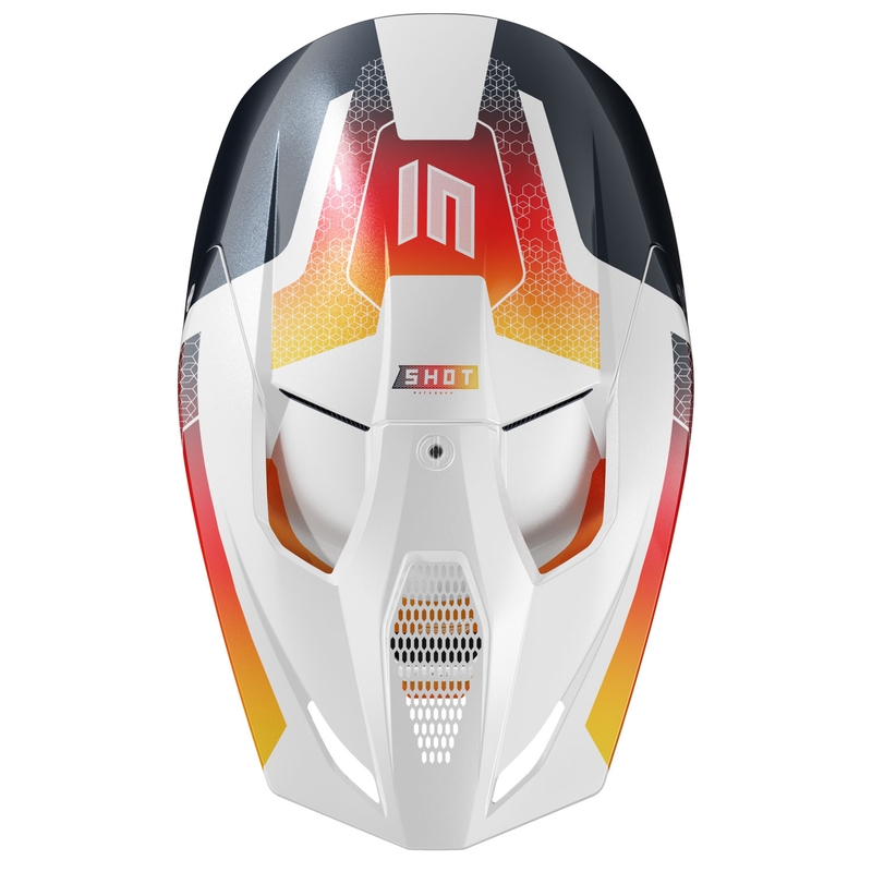Casco de motocross Shot Race Phaser azul perla-blanco-naranja