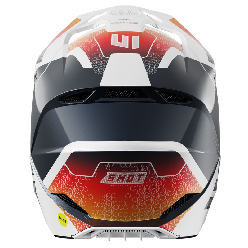 Casco de motocross Shot Race Phaser azul perla-blanco-naranja