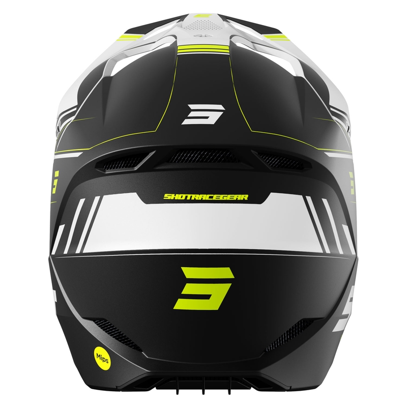 Casco de motocross Shot Race Sprint negro-blanco-amarillo fluo