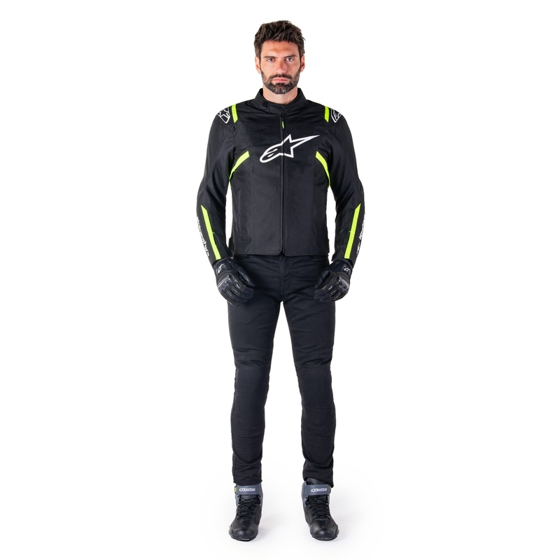 Chaqueta de moto Alpinestars T-SPS 2 Waterproof negro-blanco-amarillo fluo