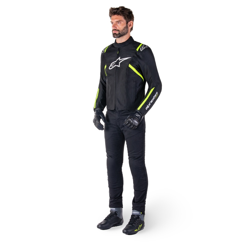 Chaqueta de moto Alpinestars T-SPS 2 Waterproof negro-blanco-amarillo fluo