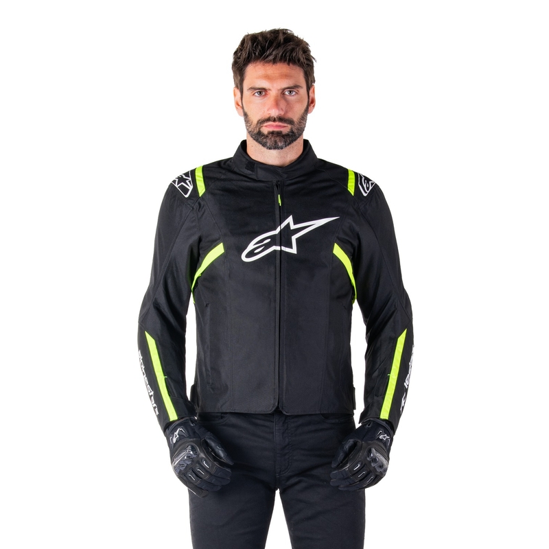 Chaqueta de moto Alpinestars T-SPS 2 Waterproof negro-blanco-amarillo fluo