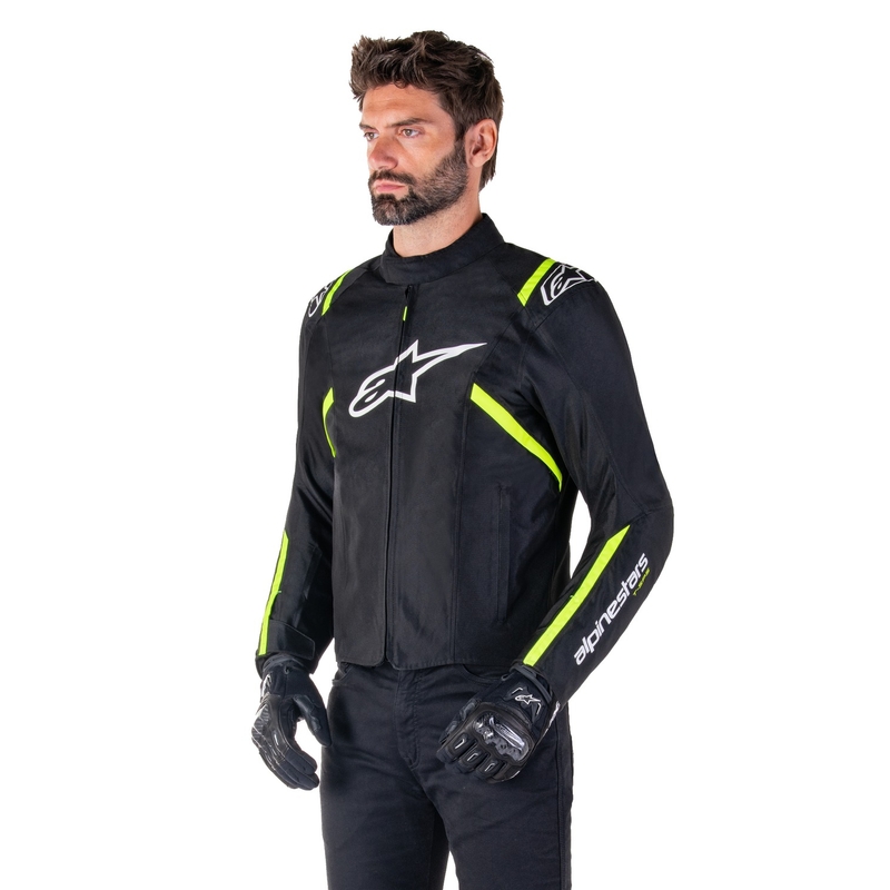 Chaqueta de moto Alpinestars T-SPS 2 Waterproof negro-blanco-amarillo fluo