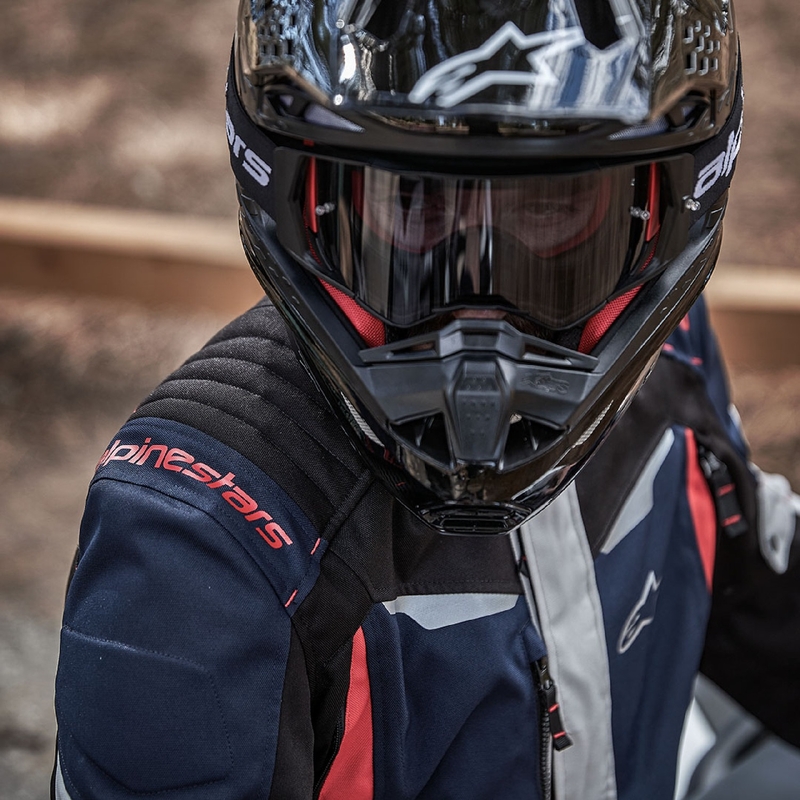 Chaqueta de moto Alpinestars ST-1 Waterproof azul oscuro-negro-rojo