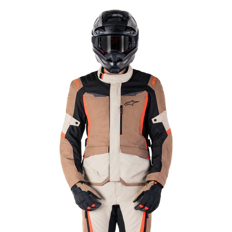 Chaqueta de moto Alpinestars ST-1 Waterproof caqui-arena-negro-rojo fluo