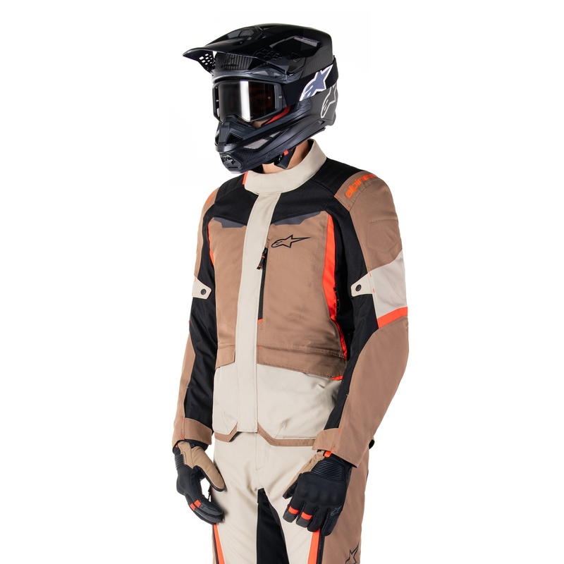 Chaqueta de moto Alpinestars ST-1 Waterproof caqui-arena-negro-rojo fluo