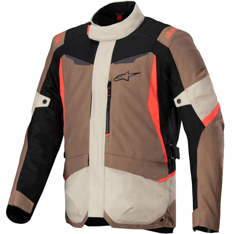 Chaqueta de moto Alpinestars ST-1 Waterproof caqui-arena-negro-rojo fluo