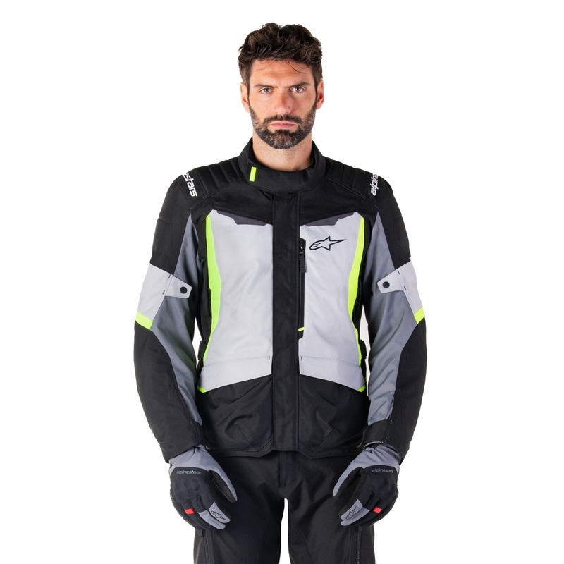 Chaqueta de moto Alpinestars ST-1 Waterproof gris-negro-amarillo fluo