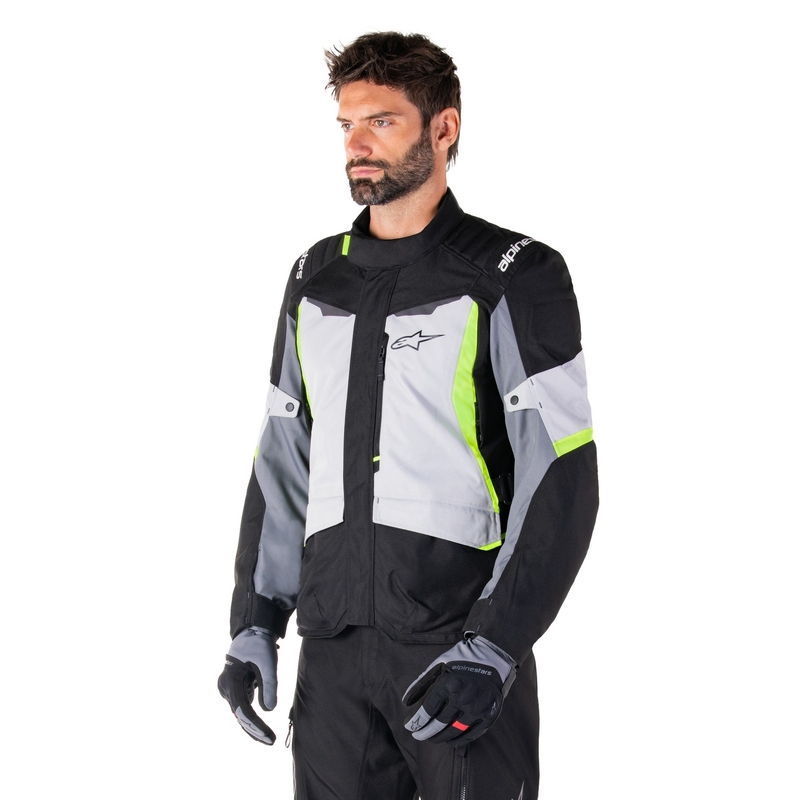 Chaqueta de moto Alpinestars ST-1 Waterproof gris-negro-amarillo fluo