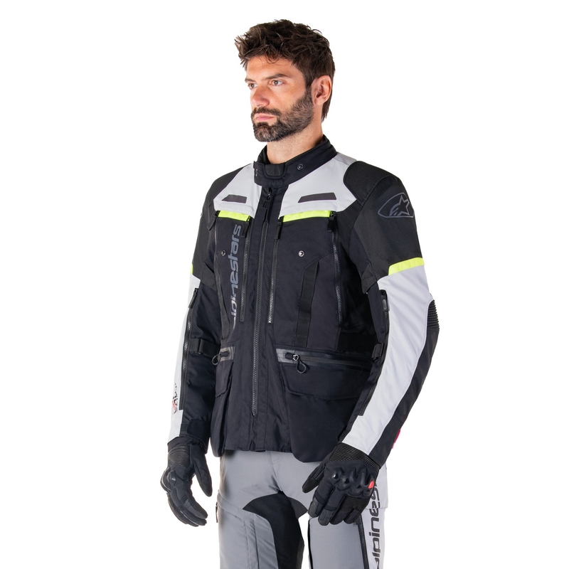 Chaqueta de moto Alpinestars Bogota PRO Drystar negro-gris-amarillo fluo