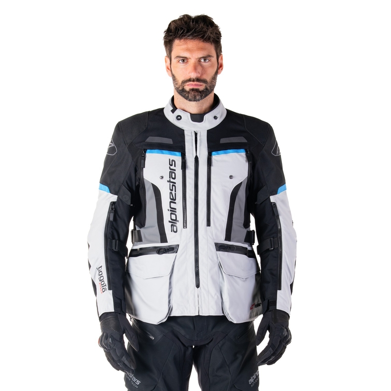Chaqueta de moto Alpinestars Bogota PRO Drystar gris-negro-azul