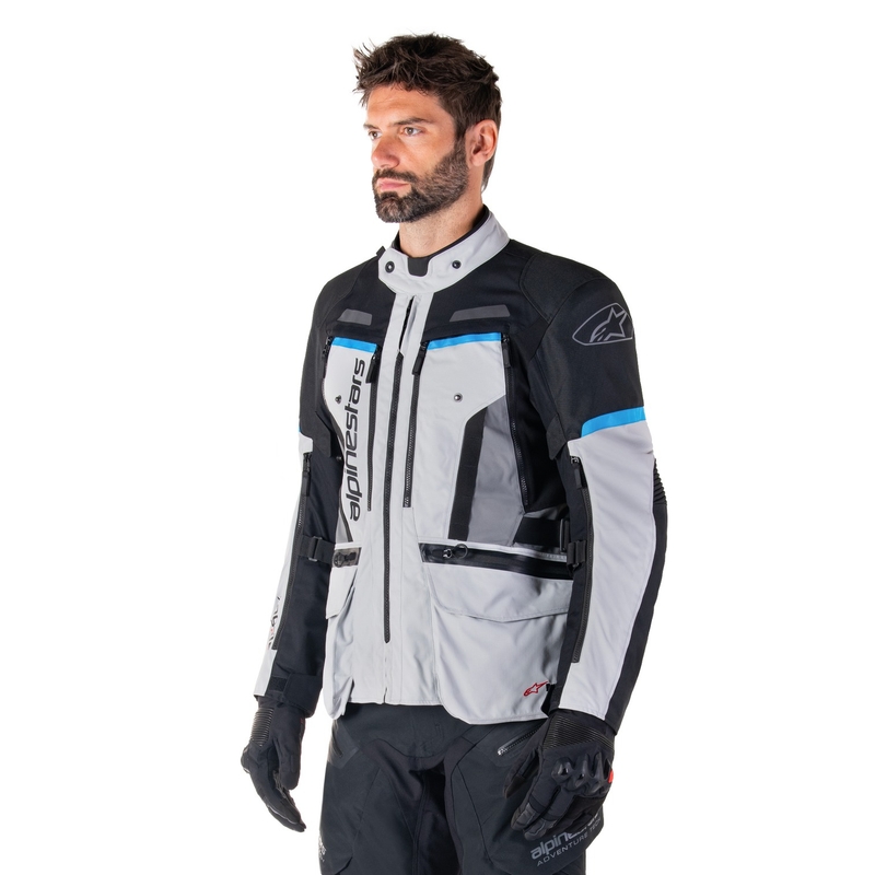 Chaqueta de moto Alpinestars Bogota PRO Drystar gris-negro-azul
