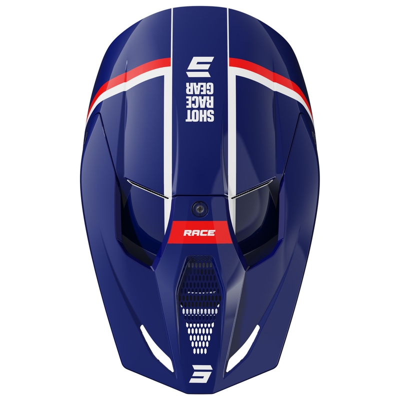 Casco de motocross Shot Race Mythic azul-rojo brillante