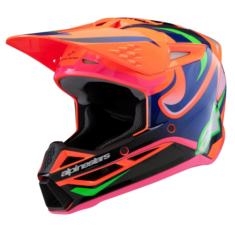 Casco motocross infantil Alpinestars S-M3 HAIDEN DEEGAN naranja fluo-morado-rosa-verde