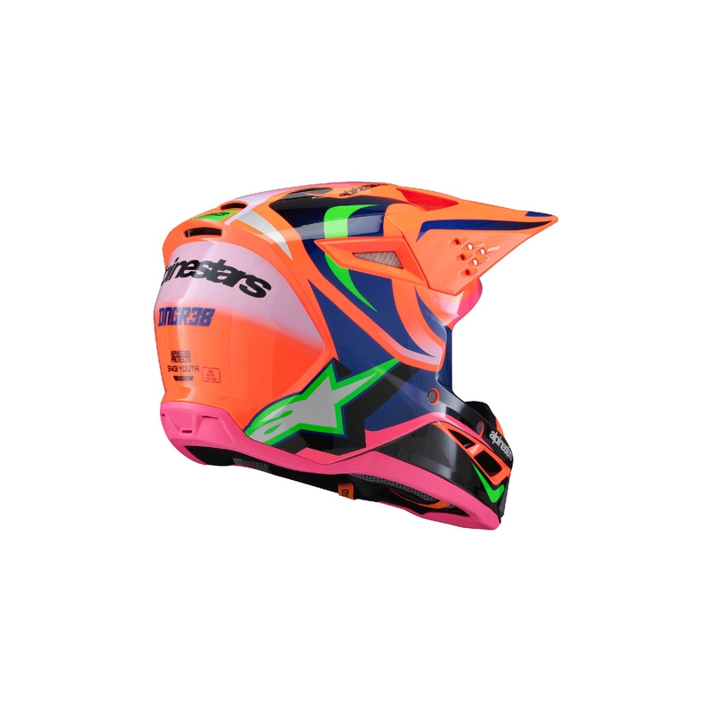 Casco motocross infantil Alpinestars S-M3 HAIDEN DEEGAN naranja fluo-morado-rosa-verde
