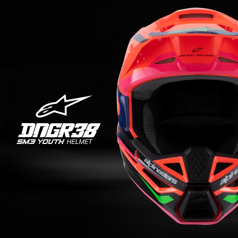 Casco motocross infantil Alpinestars S-M3 HAIDEN DEEGAN naranja fluo-morado-rosa-verde