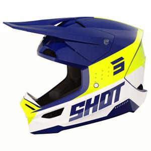 Casco de motocross Shot Furious League azul-amarillo fluo
