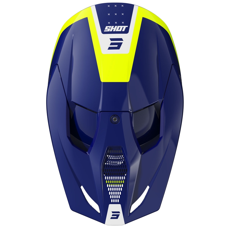 Casco de motocross Shot Furious League azul-amarillo fluo