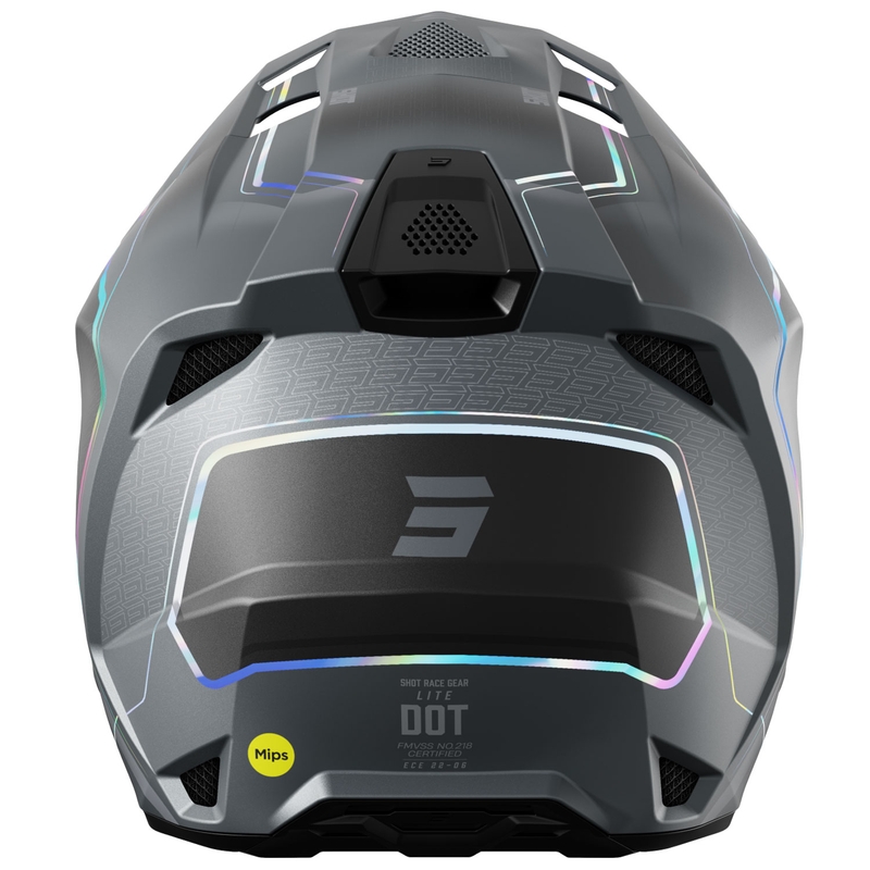 Casco de motocross Shot Lite Challenger gris perla holográfico