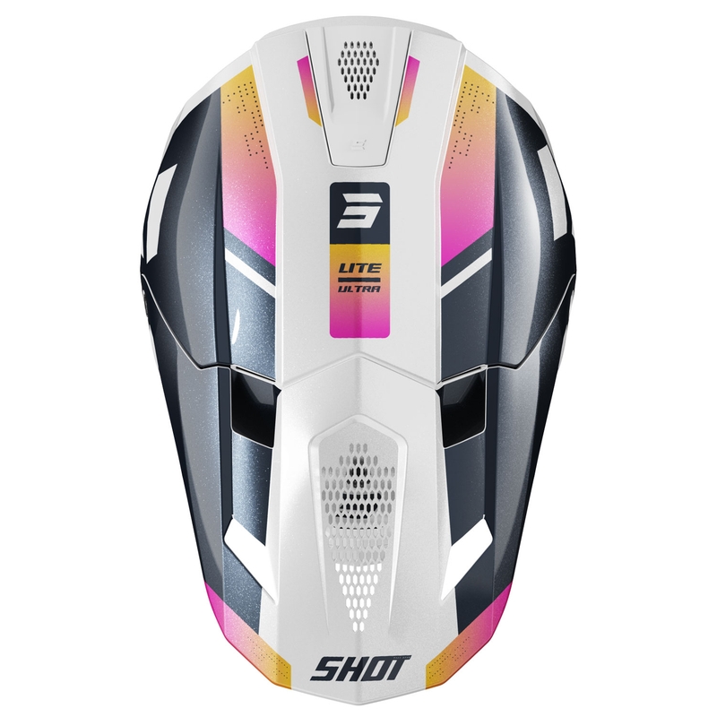 Casco de motocross Shot Lite Ultra perla azul-naranja-rosa