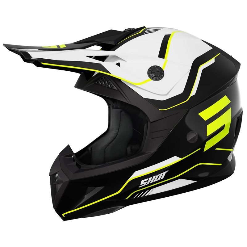 Casco de motocross Shot Pulse Lines negro-amarillo fluo