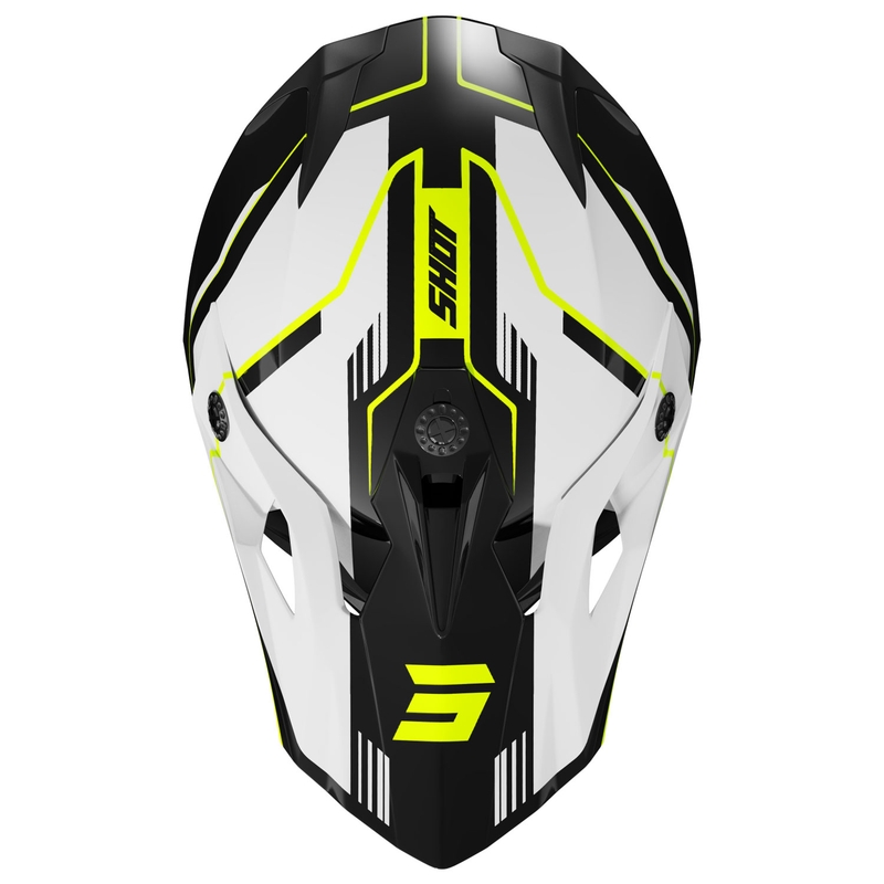 Casco de motocross Shot Pulse Lines negro-amarillo fluo