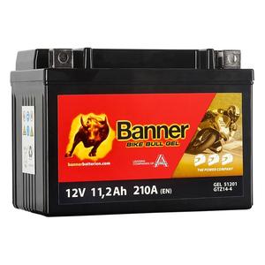 Batería de gel para moto Banner Bike Bull GEL 512 01/BGTZ14-S - GTZ14-S 12V, 11.2Ah, 210A