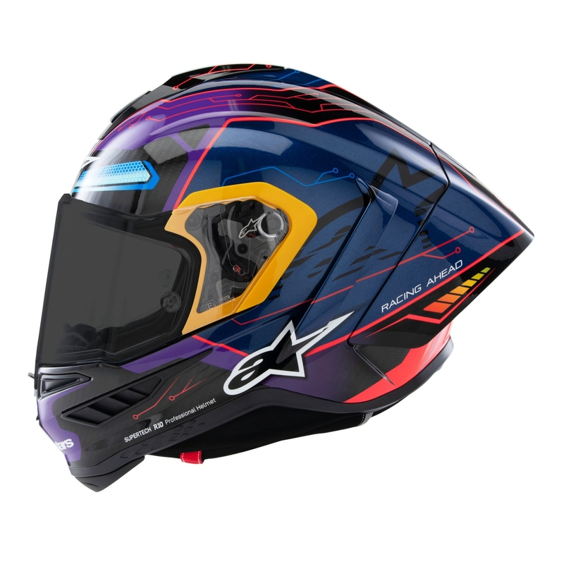 Casco Integral de Moto Alpinestars Supertech R-10 Edición Limitada Martinator Jorge Martin Azul-Morado-Rojo-Amarillo