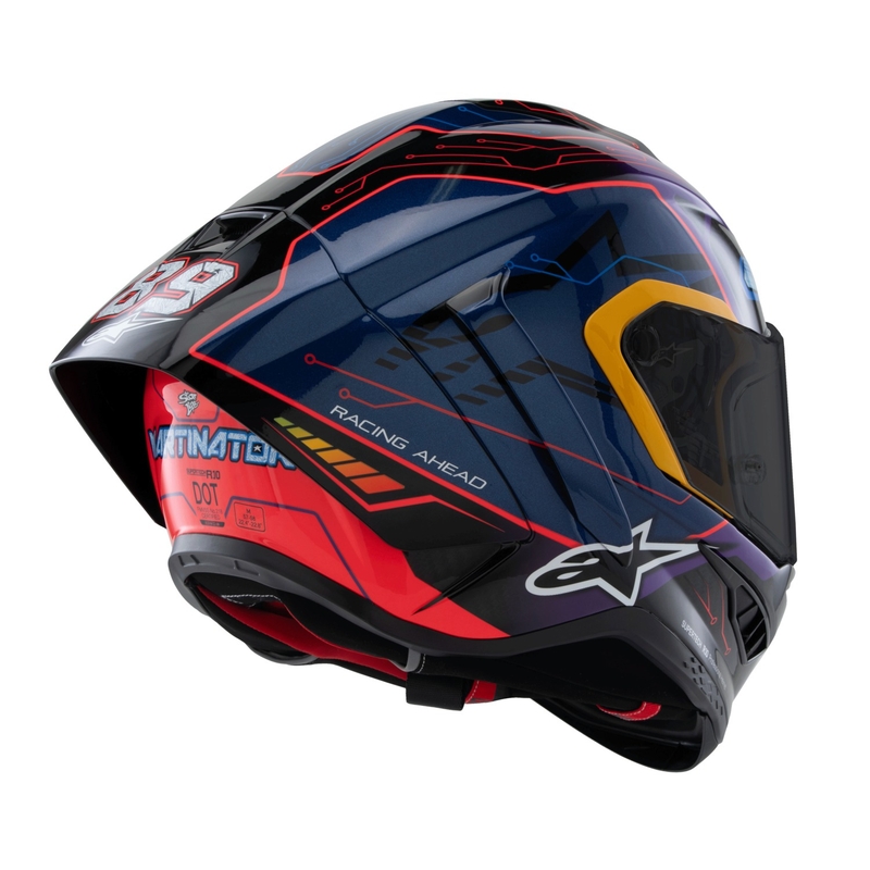 Casco Integral de Moto Alpinestars Supertech R-10 Edición Limitada Martinator Jorge Martin Azul-Morado-Rojo-Amarillo