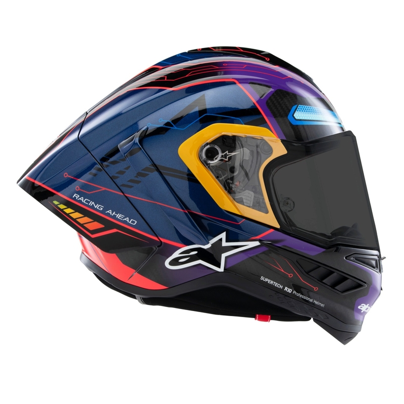 Casco Integral de Moto Alpinestars Supertech R-10 Edición Limitada Martinator Jorge Martin Azul-Morado-Rojo-Amarillo