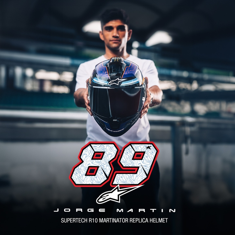 Casco Integral de Moto Alpinestars Supertech R-10 Edición Limitada Martinator Jorge Martin Azul-Morado-Rojo-Amarillo