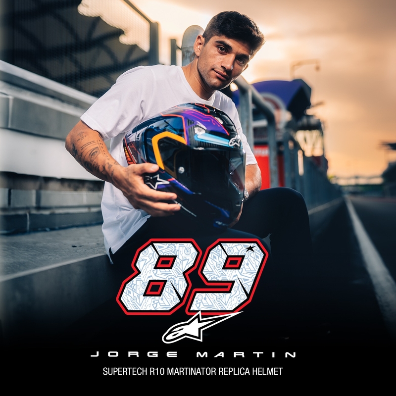 Casco Integral de Moto Alpinestars Supertech R-10 Edición Limitada Martinator Jorge Martin Azul-Morado-Rojo-Amarillo