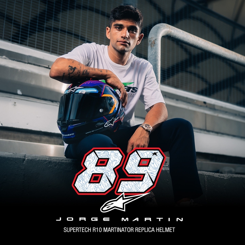 Casco Integral de Moto Alpinestars Supertech R-10 Edición Limitada Martinator Jorge Martin Azul-Morado-Rojo-Amarillo