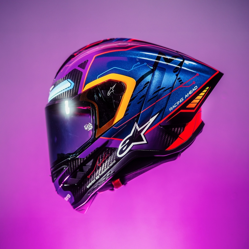 Casco Integral de Moto Alpinestars Supertech R-10 Edición Limitada Martinator Jorge Martin Azul-Morado-Rojo-Amarillo
