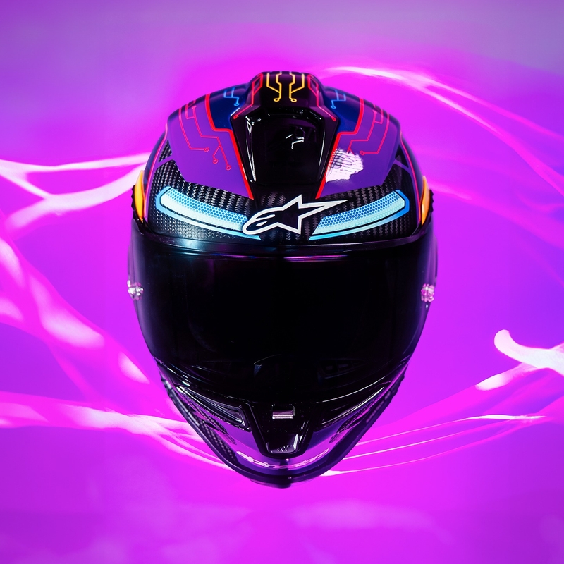 Casco Integral de Moto Alpinestars Supertech R-10 Edición Limitada Martinator Jorge Martin Azul-Morado-Rojo-Amarillo