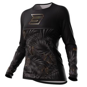 Camiseta motocross mujer Shot Contact Respect negra y dorada